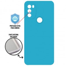 Capa para Motorola Moto G71 5G - Case Silicone Cover Protector Azul Água
